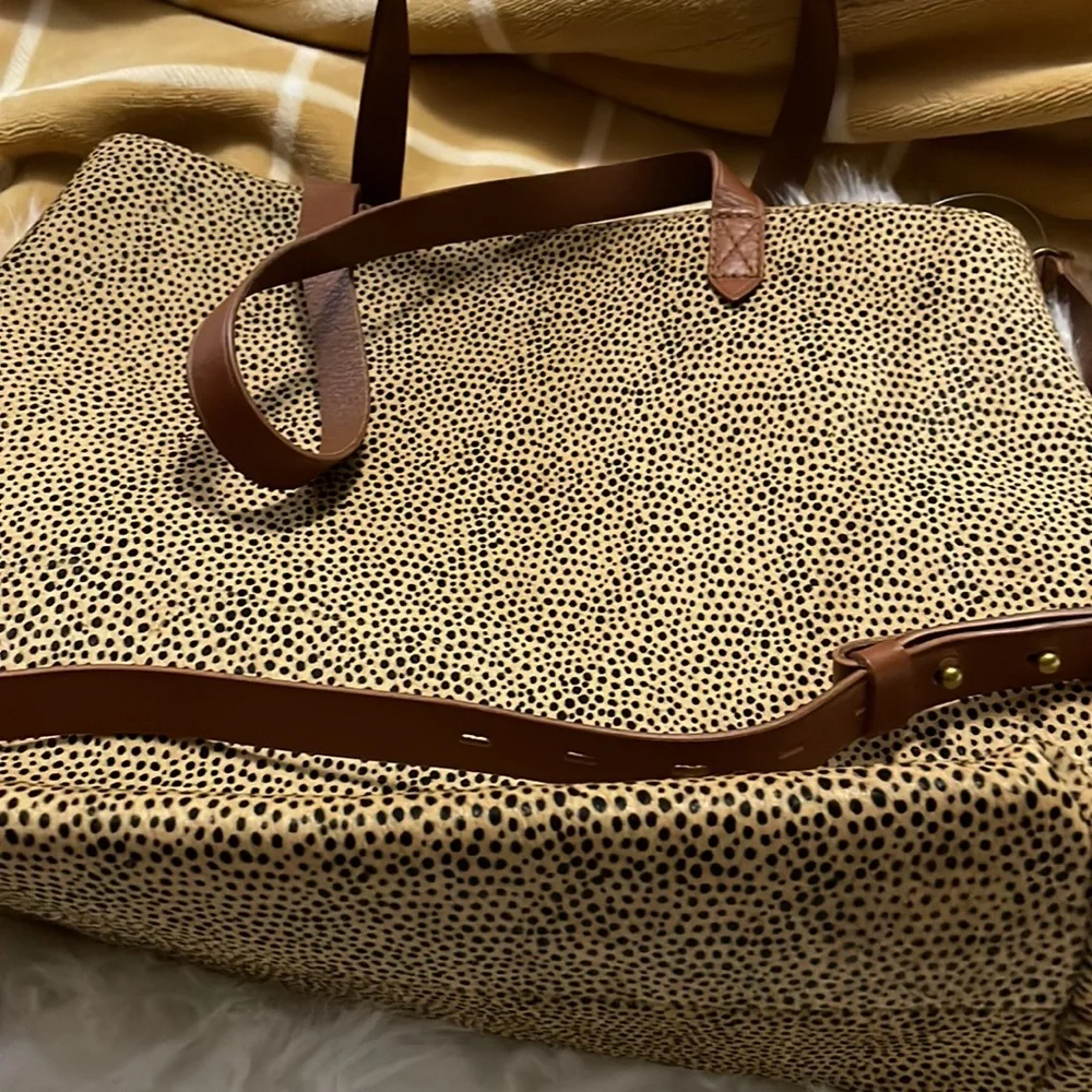 Madewell Tote Transport Leopard Print Calf Hair Medium - Picture 6 of 8